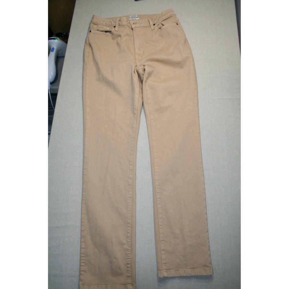 LL Bean Classic Fit Straight Leg Khaki Pants Tan Womens 12 Medium Tall 1010022